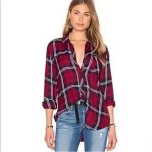 Rails Hunter Onyx Scarlet Navy Flannel Button Down Shirt - Size Small